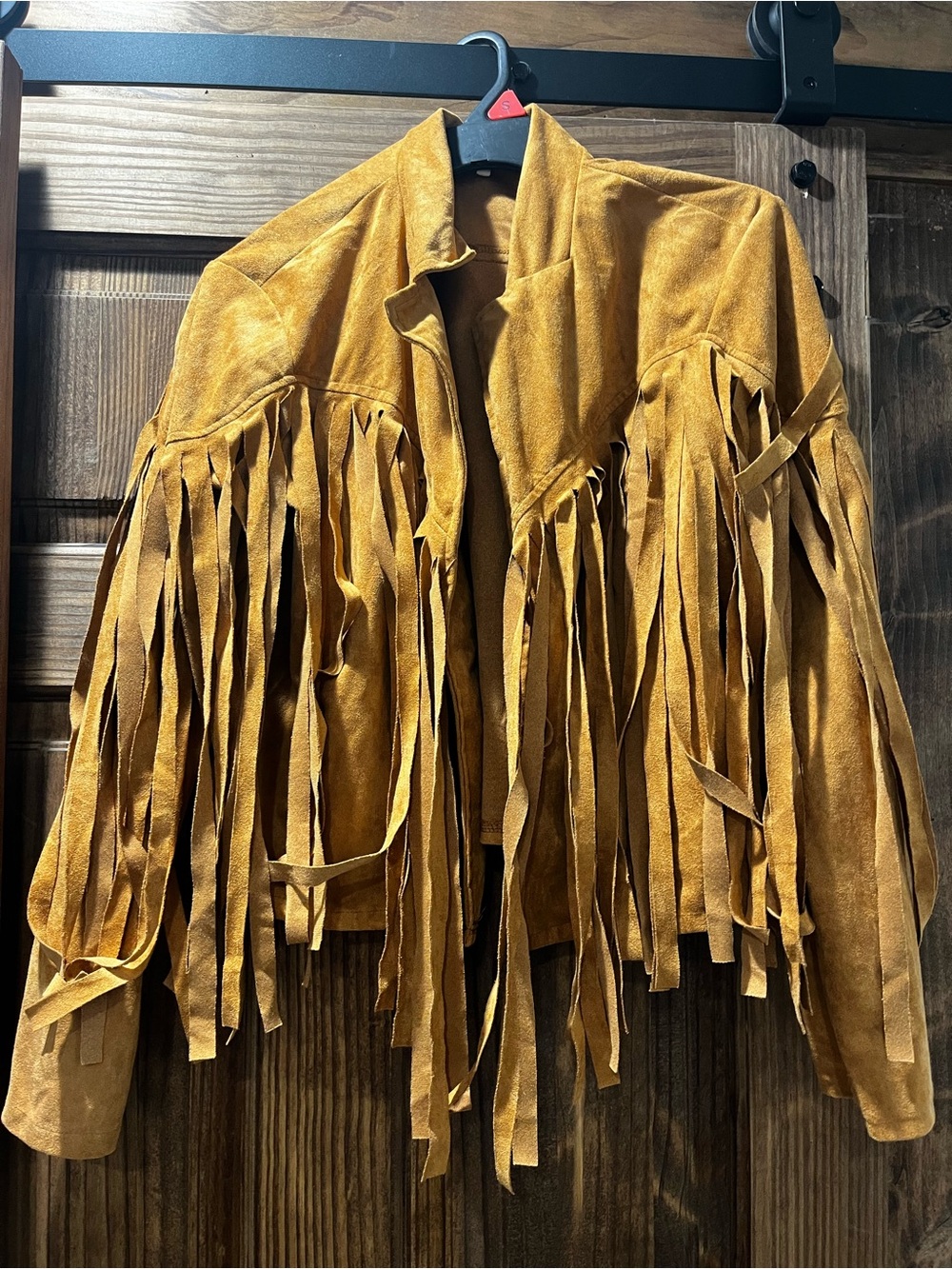 Women’s Fringe Faux Leather Jacket - Light Brown/Tan